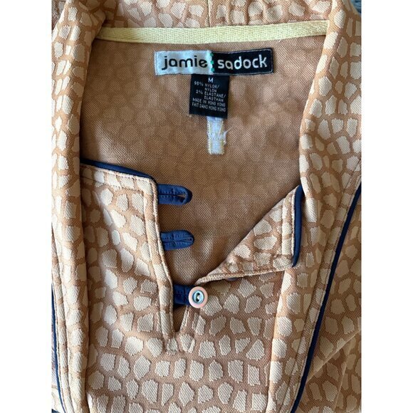 Jamie Sadock Medium Golf‎ Top Shirt Tennis Sleeveless Piping Detail Beige Gold - Picture 8 of 9